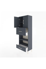 Arges Dolap 4 Raflı 2 Çekmeceli 2 Kapaklı 60x30x163 Antrasit-Antrasit