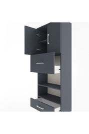 Arges Dolap 4 Raflı 2 Çekmeceli 2 Kapaklı 60x30x163 Antrasit-Antrasit