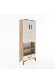 Arges Dolap 4 Raflı 2 Çekmeceli 2 Kapaklı 60x30x163 Çam-Aytaşı