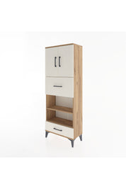 Arges Dolap 4 Raflı 2 Çekmeceli 2 Kapaklı 60x30x163 Çam-Aytaşı