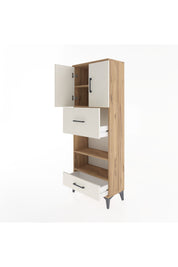 Arges Dolap 4 Raflı 2 Çekmeceli 2 Kapaklı 60x30x163 Çam-Aytaşı