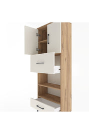 Arges Dolap 4 Raflı 2 Çekmeceli 2 Kapaklı 60x30x163 Çam-Aytaşı