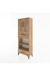 Arges Dolap 4 Raflı 2 Çekmeceli 2 Kapaklı 60x30x163 Çam-Çam