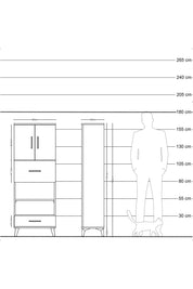 Arges Dolap 4 Raflı 2 Çekmeceli 2 Kapaklı 60x30x163 Çam-Çam