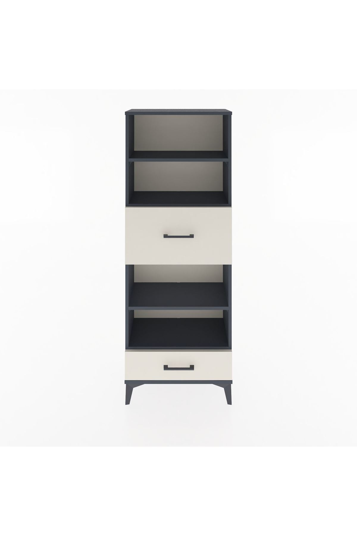 Arges Dolap 4 Raflı 2 Çekmeceli 60x30x163 Antrasit-Aytaşı