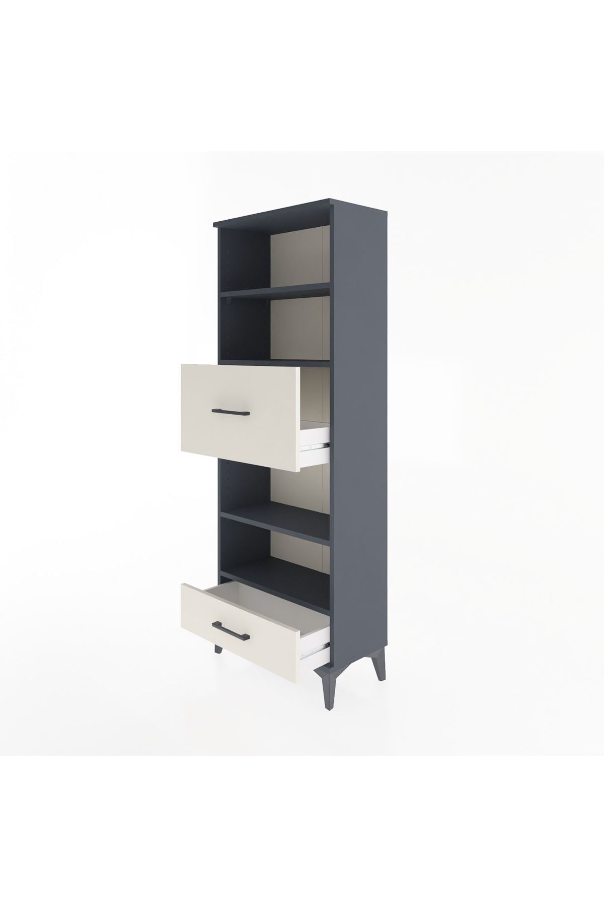 Arges Dolap 4 Raflı 2 Çekmeceli 60x30x163 Antrasit-Aytaşı