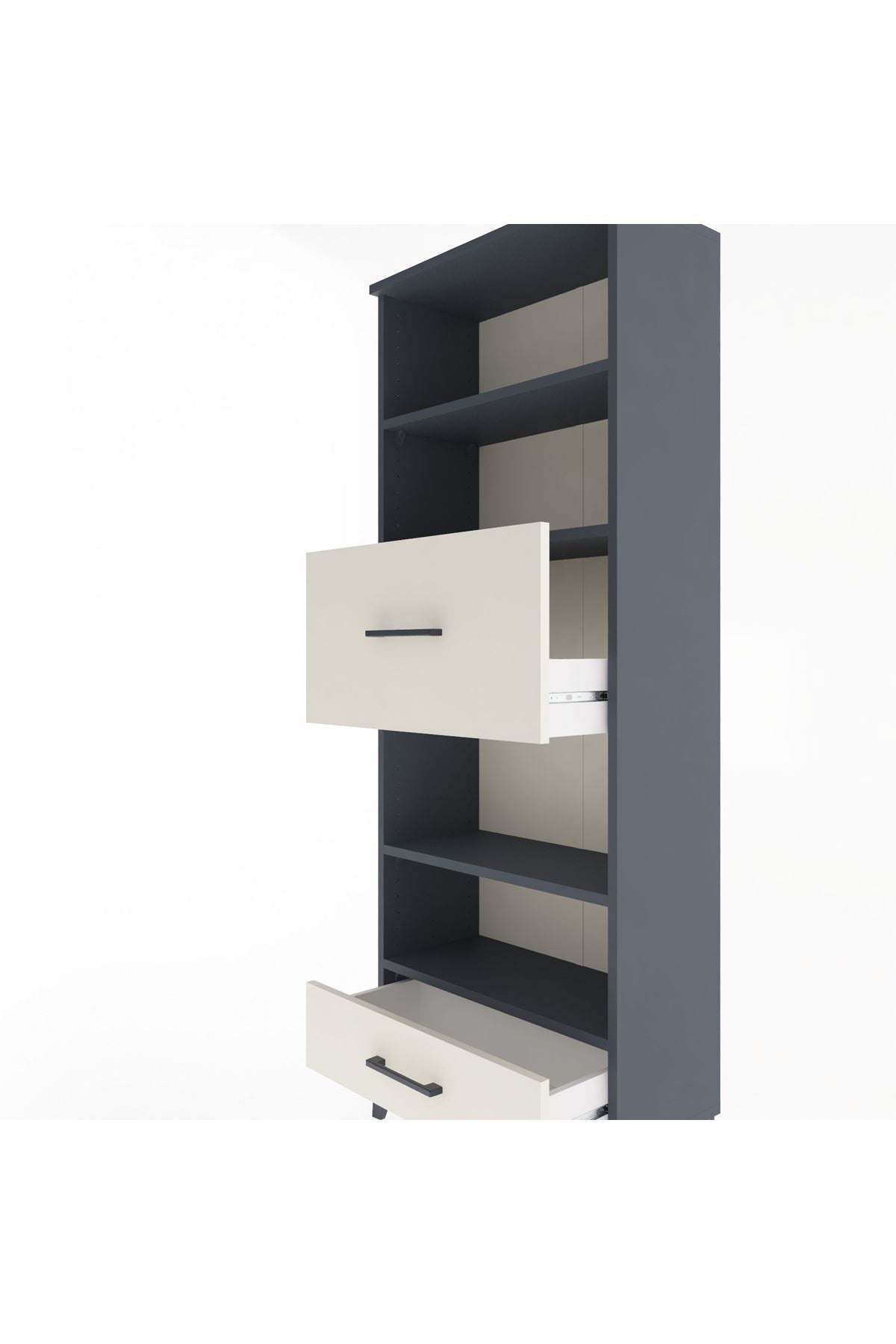 Arges Dolap 4 Raflı 2 Çekmeceli 60x30x163 Antrasit-Aytaşı