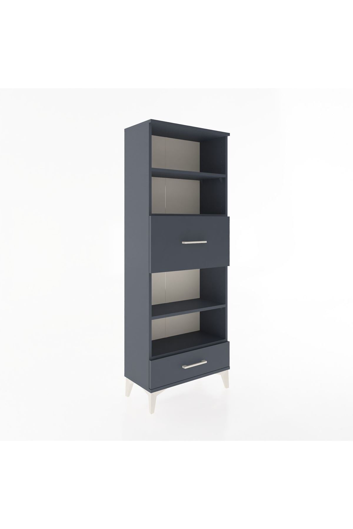 Arges Dolap 4 Raflı 2 Çekmeceli 60x30x163 Antrasit-Antrasit