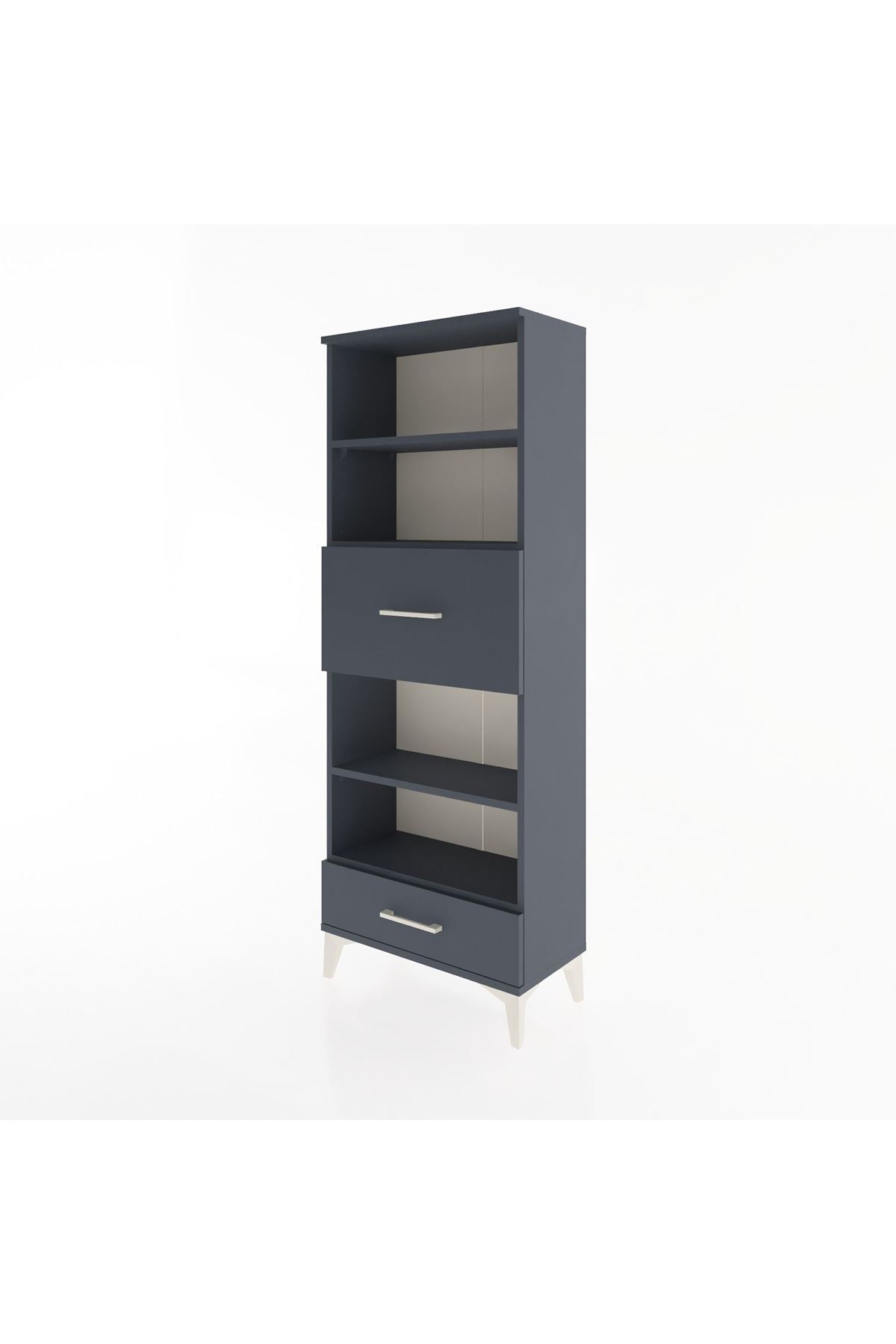 Arges Dolap 4 Raflı 2 Çekmeceli 60x30x163 Antrasit-Antrasit