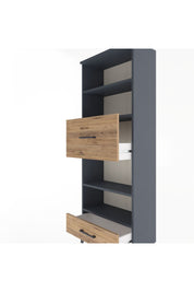 Arges Dolap 4 Raflı 2 Çekmeceli 60x30x163 Antrasit-Çam