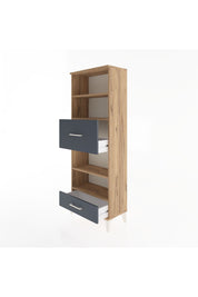 Arges Dolap 4 Raflı 2 Çekmeceli 60x30x163 Çam-Antrasit