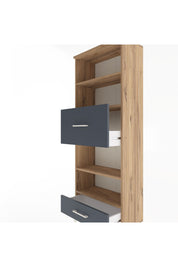 Arges Dolap 4 Raflı 2 Çekmeceli 60x30x163 Çam-Antrasit