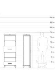 Arges Dolap 4 Raflı 2 Çekmeceli 60x30x163 Çam-Antrasit