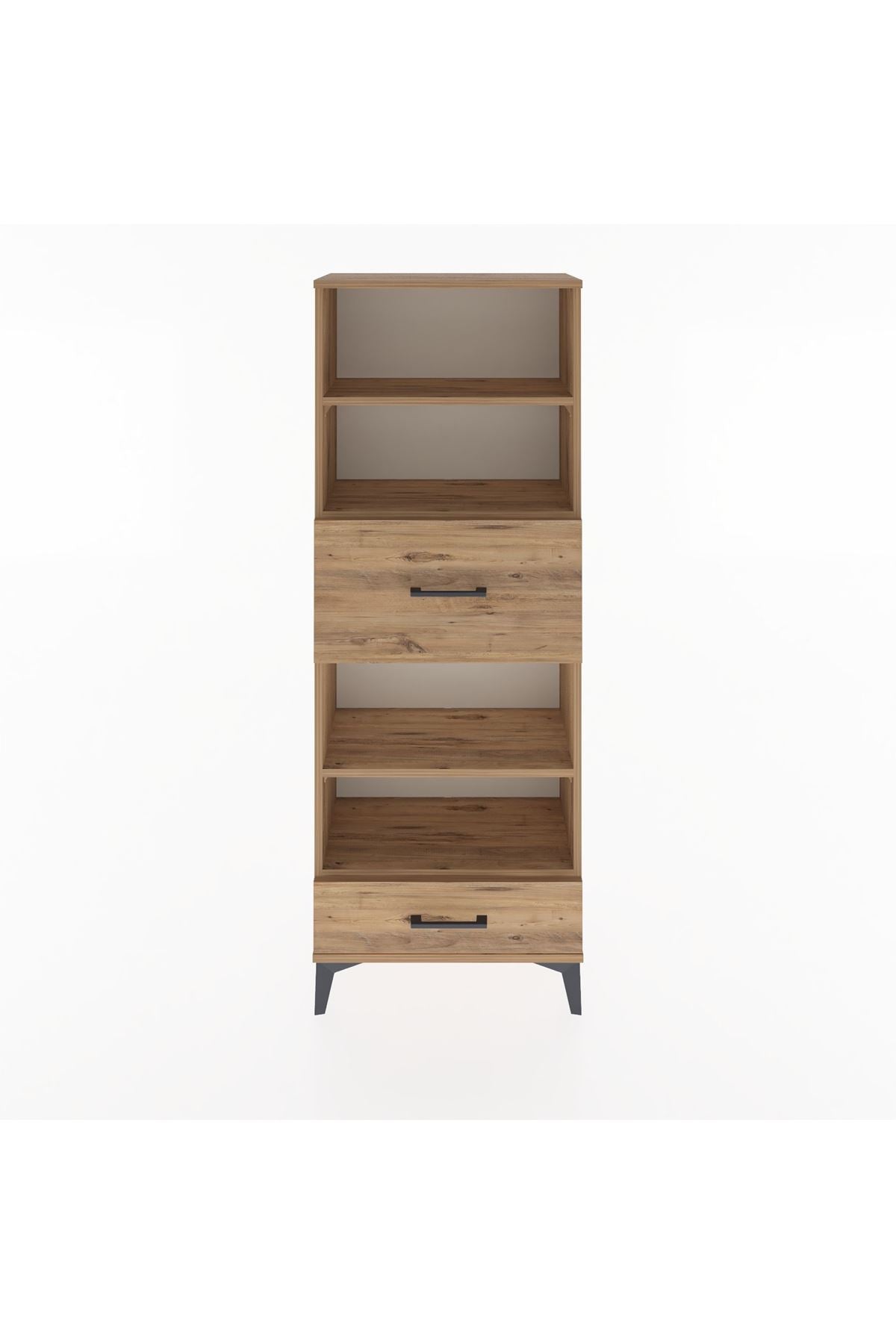 Arges Dolap 4 Raflı 2 Çekmeceli 60x30x163 Çam-Çam