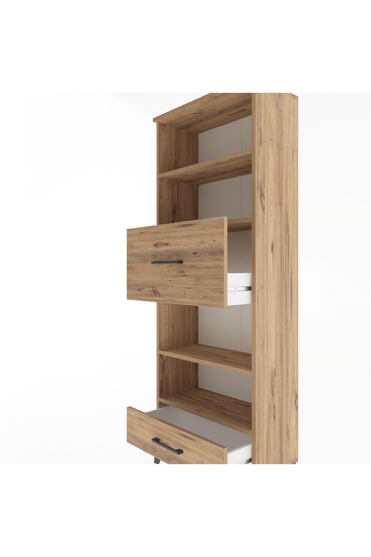 Arges Dolap 4 Raflı 2 Çekmeceli 60x30x163 Çam-Çam