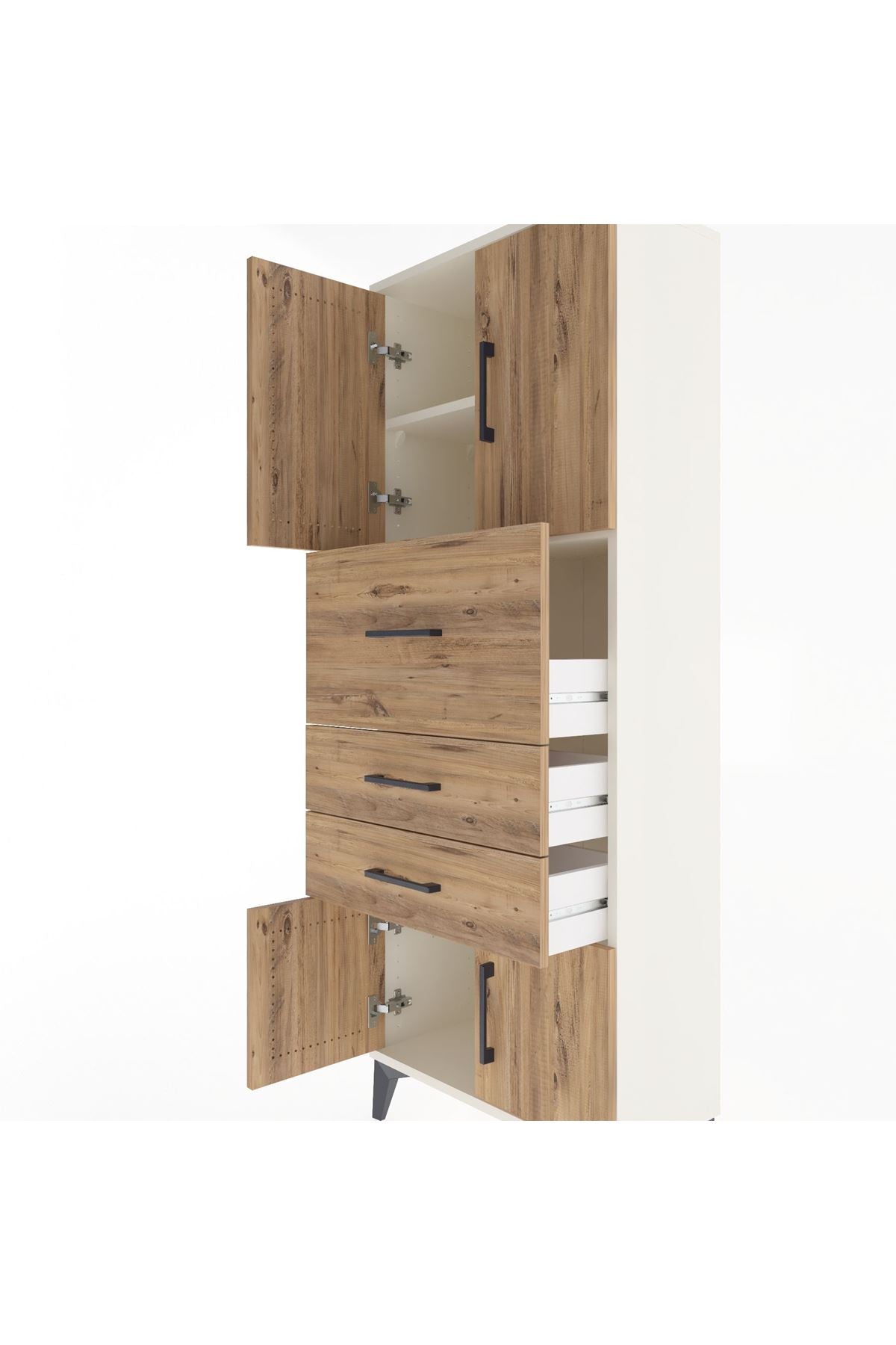 Arges Dolap 2 Raflı 3 Çekmeceli 4 Kapaklı 60x30x163 Aytaşı-Çam