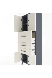 Arges Dolap 2 Raflı 3 Çekmeceli 4 Kapaklı 60x30x163 Antrasit-Aytaşı