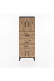 Arges Dolap 2 Raflı 3 Çekmeceli 4 Kapaklı 60x30x163 Antrasit-Çam