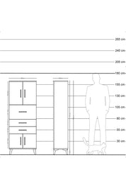Arges Dolap 2 Raflı 3 Çekmeceli 4 Kapaklı 60x30x163 Antrasit-Çam