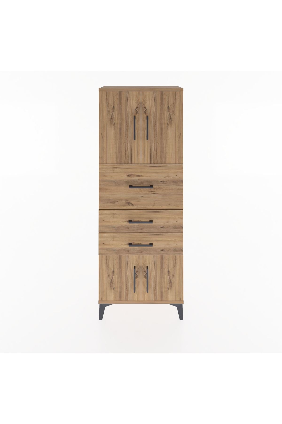 Arges Dolap 2 Raflı 3 Çekmeceli 4 Kapaklı 60x30x163 Çam-Çam
