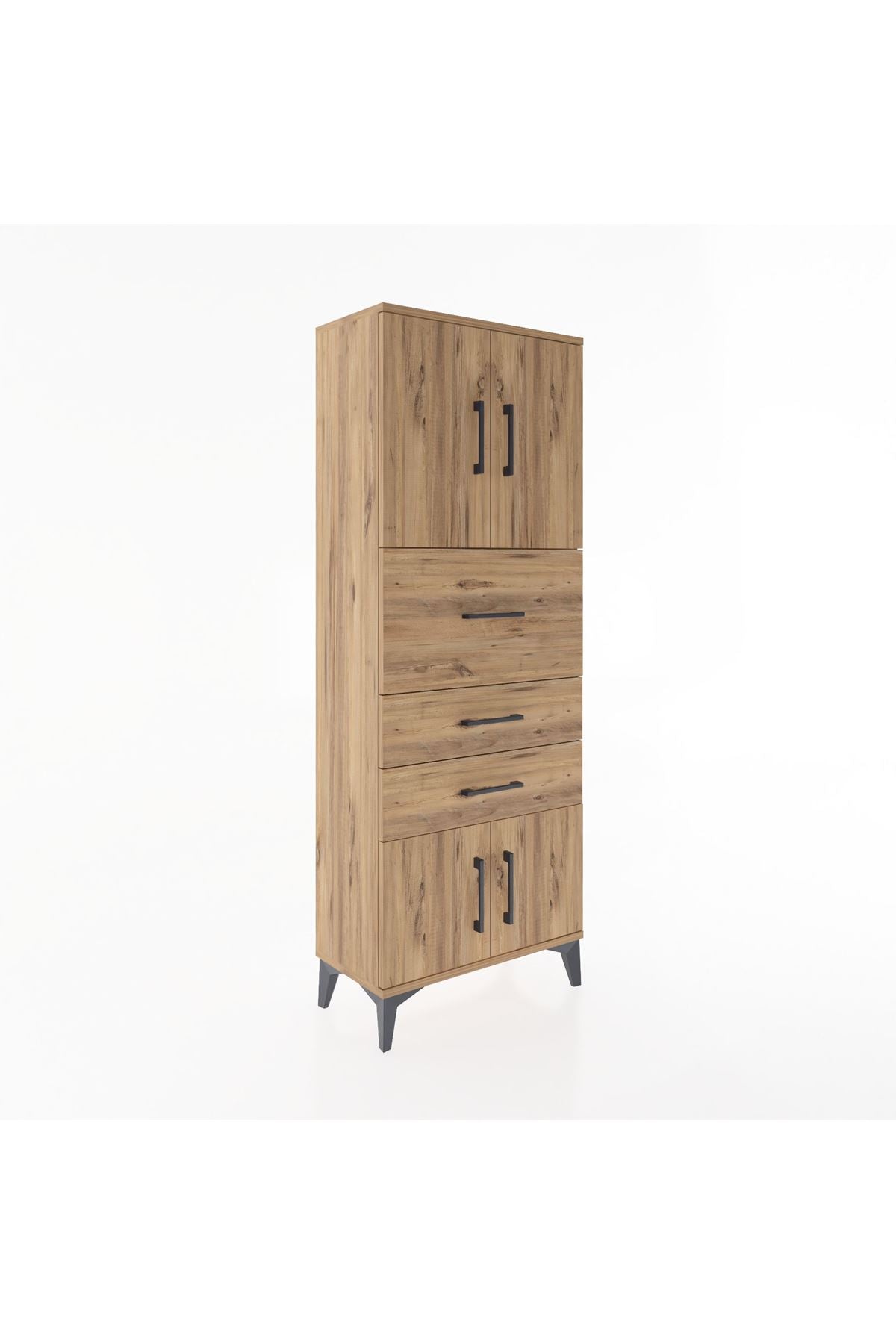 Arges Dolap 2 Raflı 3 Çekmeceli 4 Kapaklı 60x30x163 Çam-Çam