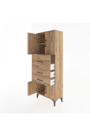 Arges Dolap 2 Raflı 3 Çekmeceli 4 Kapaklı 60x30x163 Çam-Çam