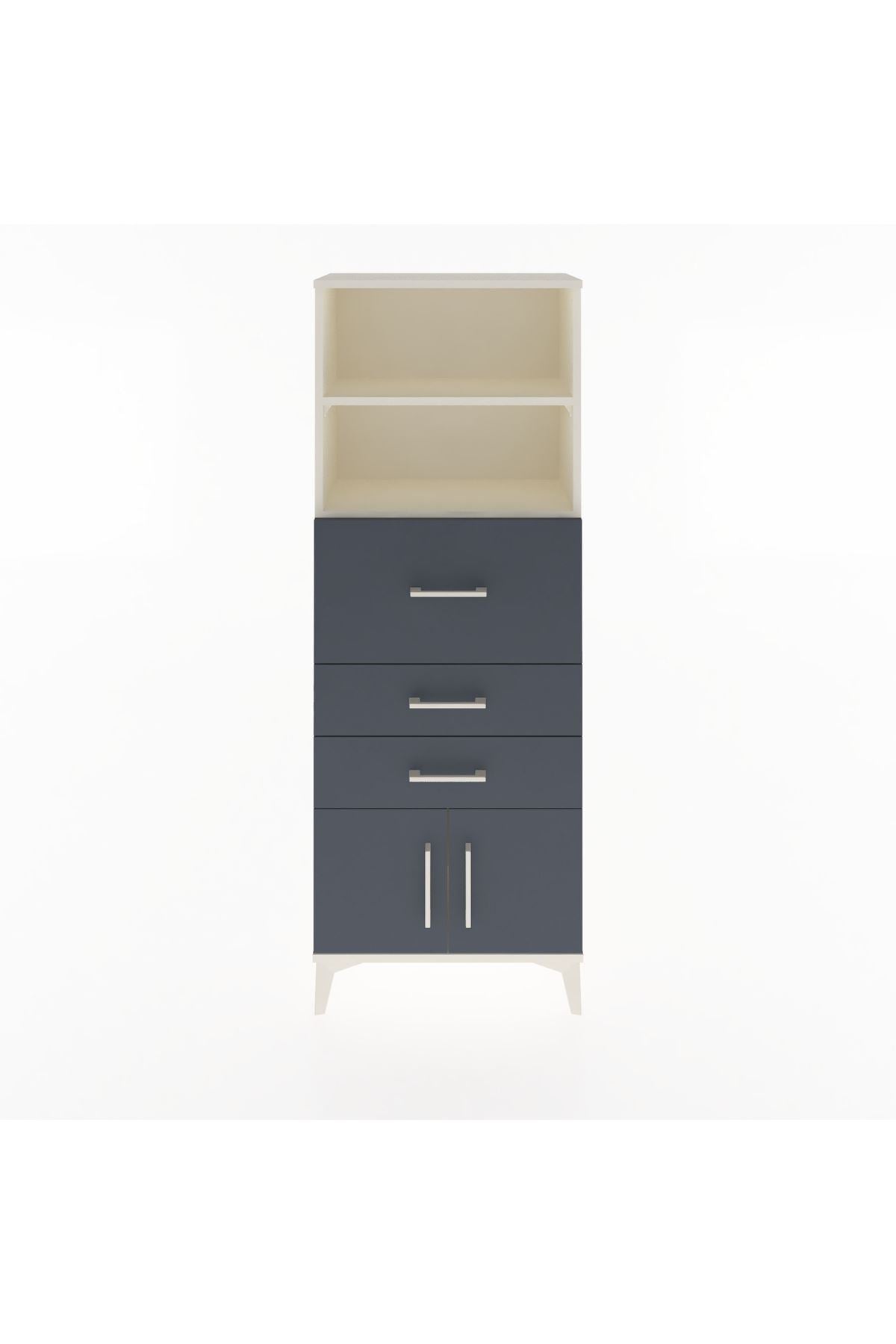 Arges Dolap 2 Raflı 3 Çekmeceli 2 Kapaklı 60x30x163 Aytaşı-Antrasit