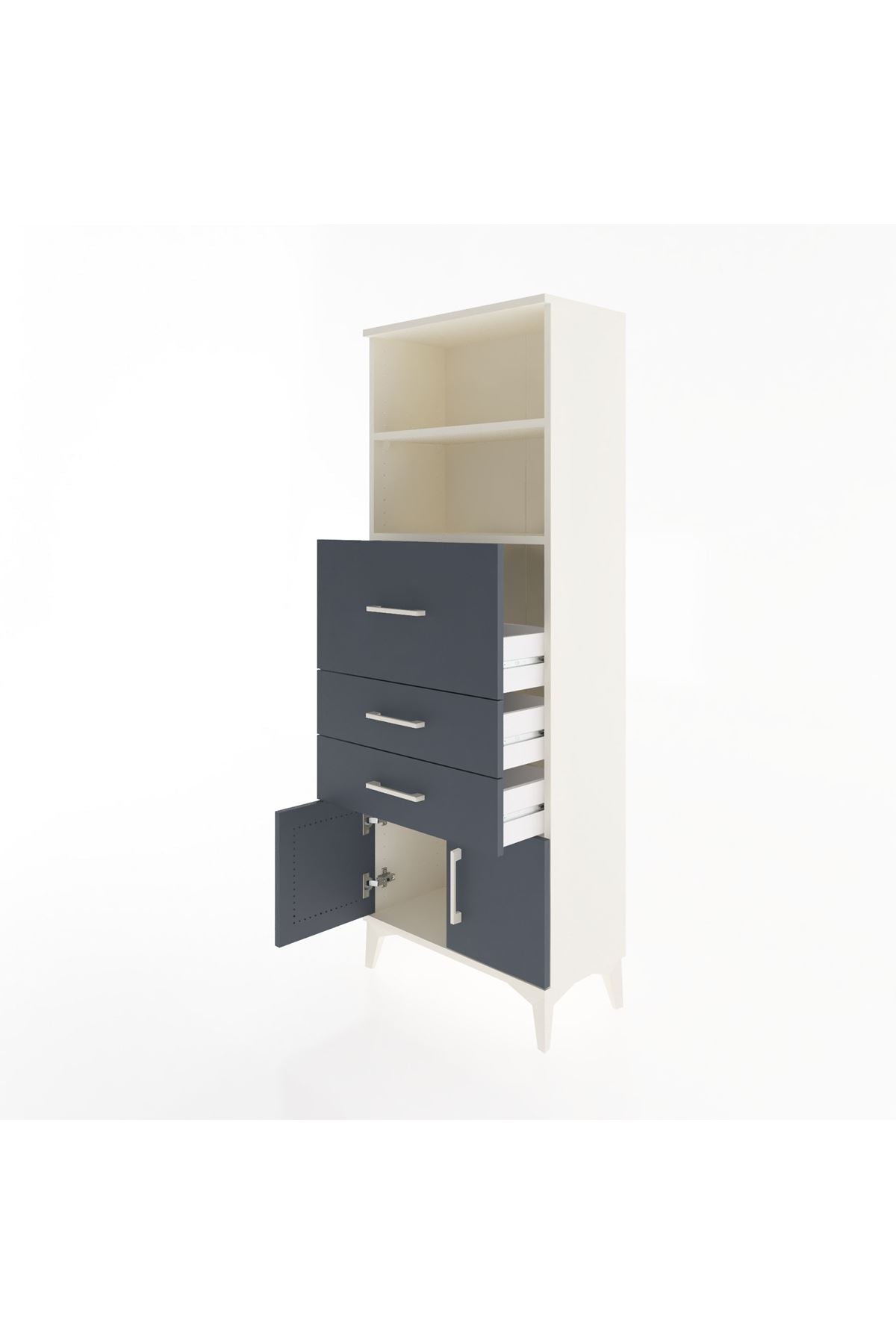 Arges Dolap 2 Raflı 3 Çekmeceli 2 Kapaklı 60x30x163 Aytaşı-Antrasit