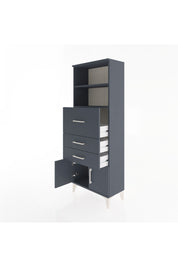 Arges Dolap 2 Raflı 3 Çekmeceli 2 Kapaklı 60x30x163 Antrasit-Antrasit