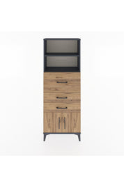 Arges Dolap 2 Raflı 3 Çekmeceli 2 Kapaklı 60x30x163 Antrasit-Çam