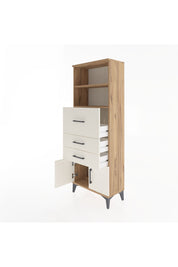 Arges Dolap 2 Raflı 3 Çekmeceli 2 Kapaklı 60x30x163 Çam-Aytaşı