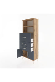 Arges Dolap 2 Raflı 3 Çekmeceli 2 Kapaklı 60x30x163 Çam-Antrasit