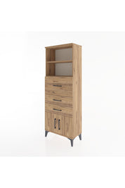 Arges Dolap 2 Raflı 3 Çekmeceli 2 Kapaklı 60x30x163 Çam-Çam