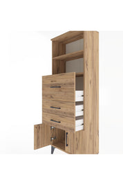 Arges Dolap 2 Raflı 3 Çekmeceli 2 Kapaklı 60x30x163 Çam-Çam