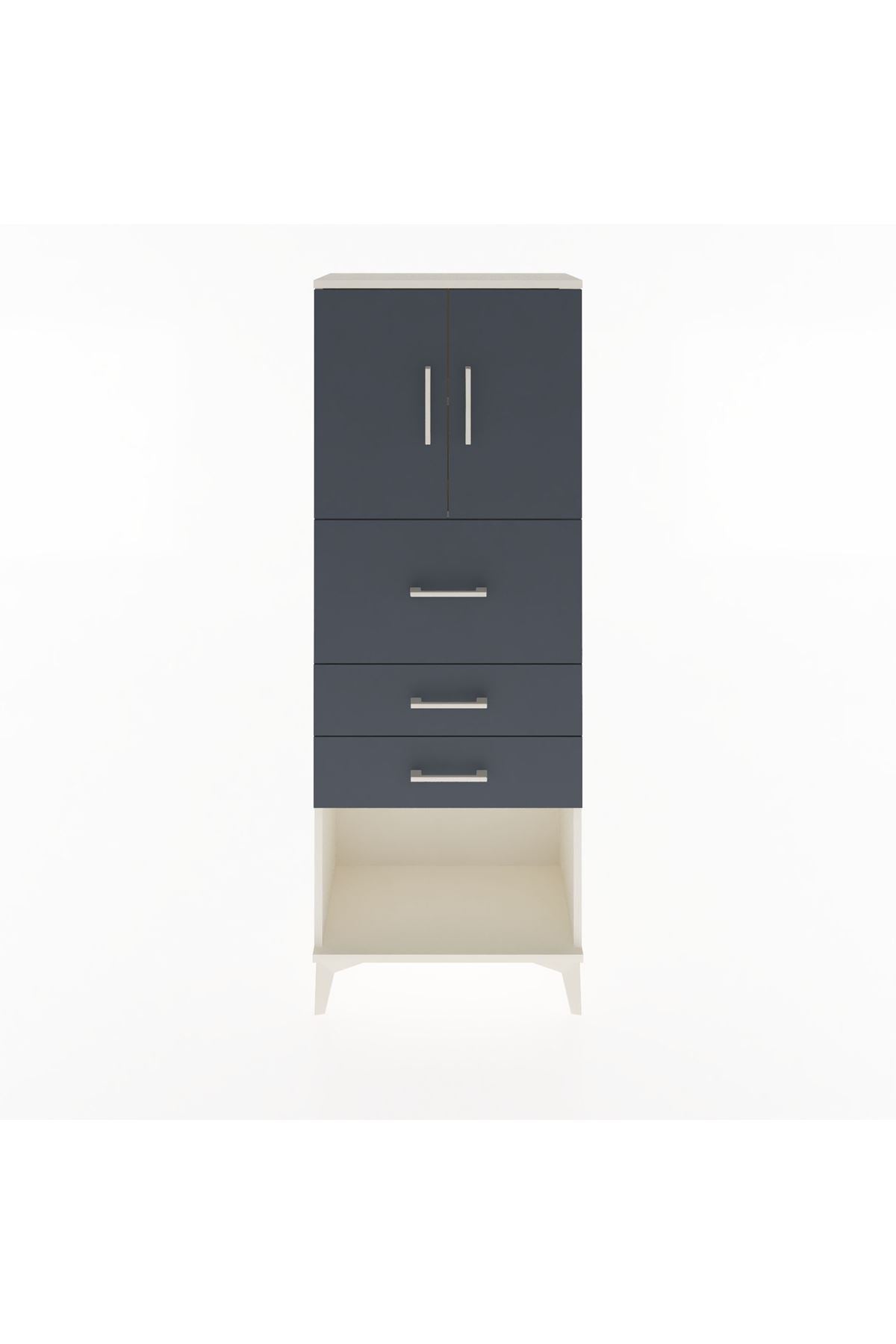 Arges Dolap 2 Raflı 3 Çekmeceli 2 Kapaklı 60x30x163 Aytaşı-Antrasit