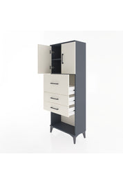 Arges Dolap 2 Raflı 3 Çekmeceli 2 Kapaklı 60x30x163 Antrasit-Aytaşı
