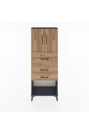 Arges Dolap 2 Raflı 3 Çekmeceli 2 Kapaklı 60x30x163 Antrasit-Çam