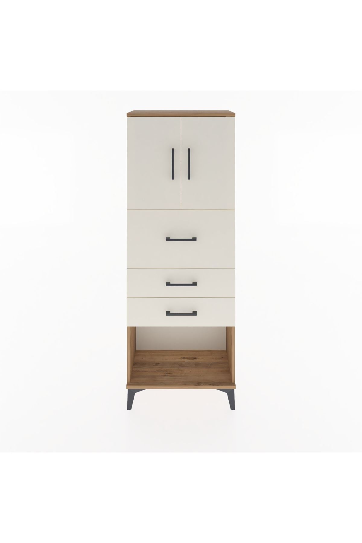 Arges Dolap 2 Raflı 3 Çekmeceli 2 Kapaklı 60x30x163 Çam-Aytaşı