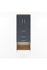 Arges Dolap 2 Raflı 3 Çekmeceli 2 Kapaklı 60x30x163 Çam-Antrasit