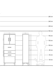 Arges Dolap 2 Raflı 3 Çekmeceli 2 Kapaklı 60x30x163 Çam-Antrasit