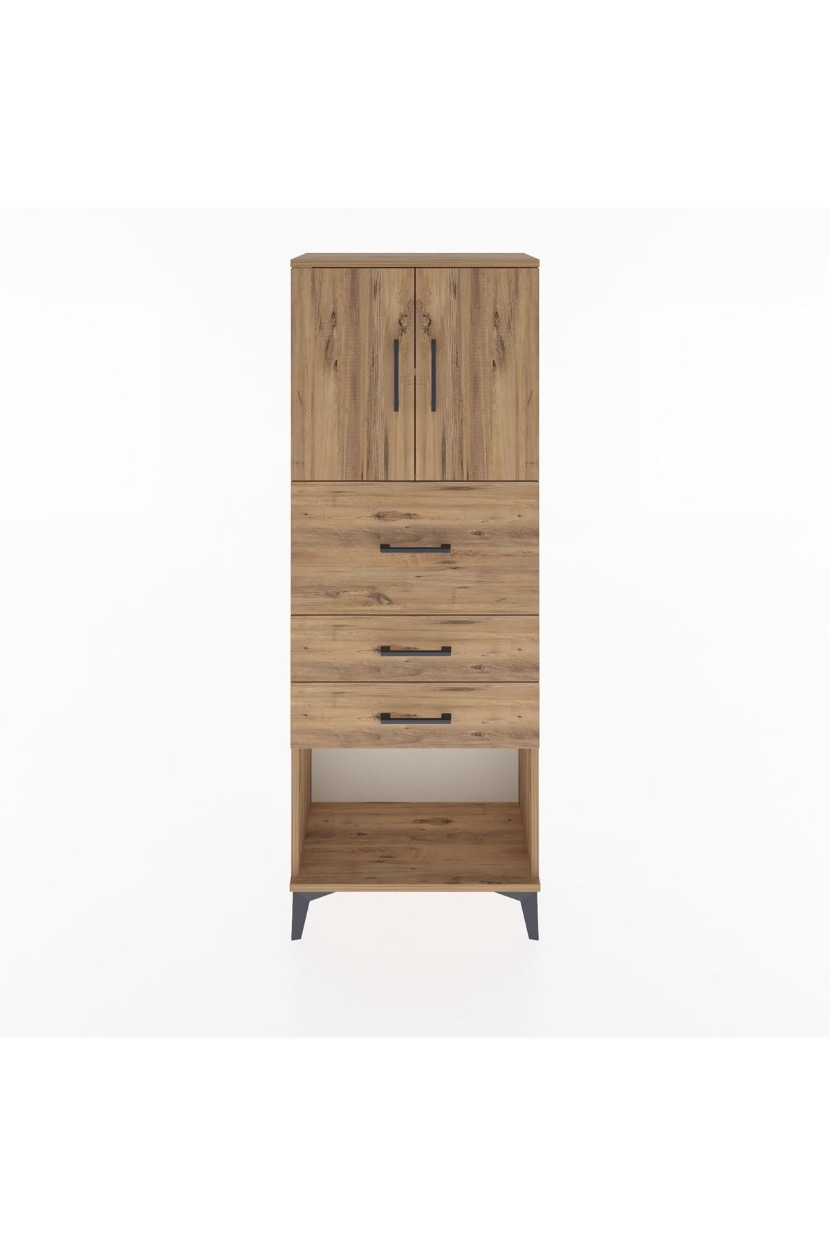 Arges Dolap 2 Raflı 3 Çekmeceli 2 Kapaklı 60x30x163 Çam-Çam