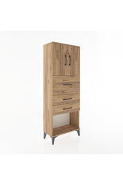 Arges Dolap 2 Raflı 3 Çekmeceli 2 Kapaklı 60x30x163 Çam-Çam