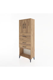 Arges Dolap 2 Raflı 3 Çekmeceli 2 Kapaklı 60x30x163 Çam-Çam
