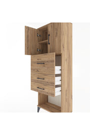 Arges Dolap 2 Raflı 3 Çekmeceli 2 Kapaklı 60x30x163 Çam-Çam