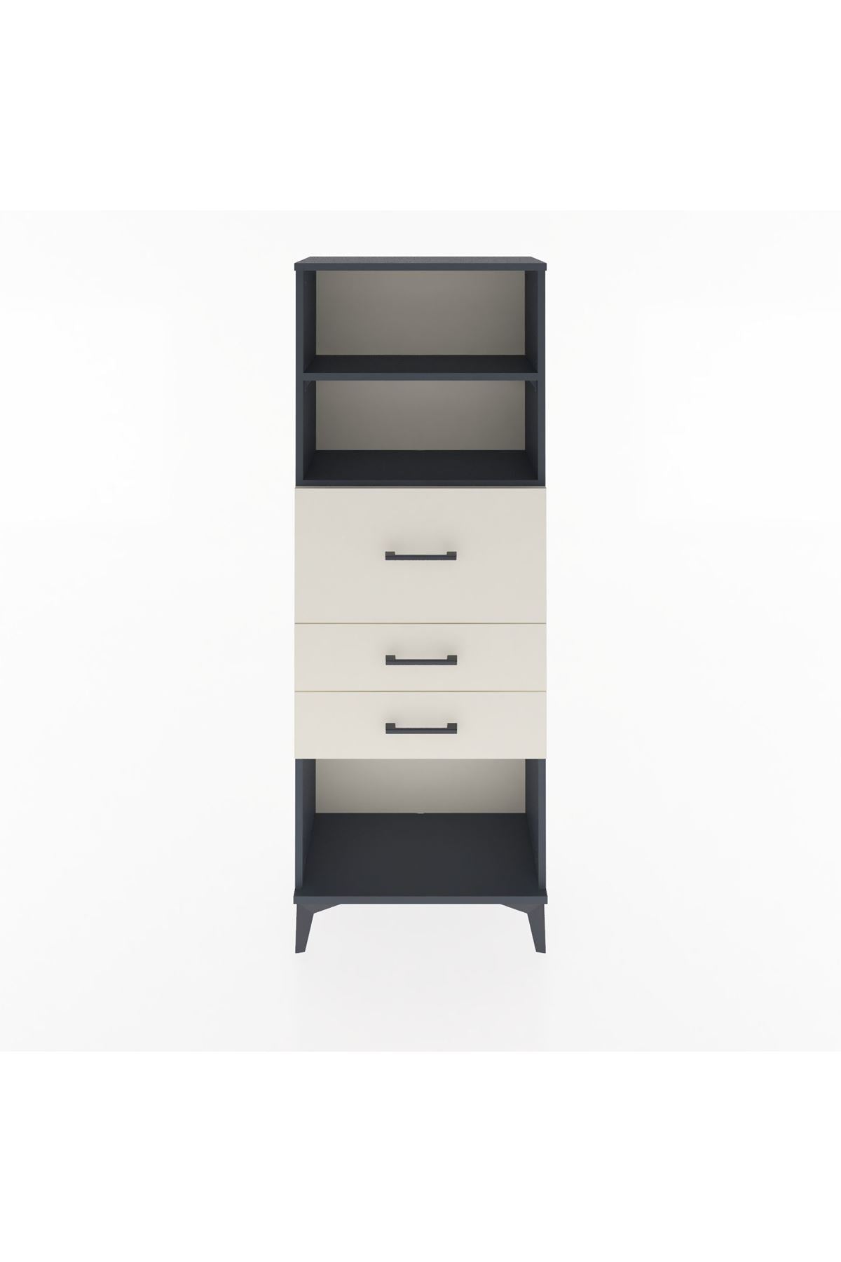 Arges Dolap 2 Raflı 3 Çekmeceli 60x30x163 Antrasit-Aytaşı