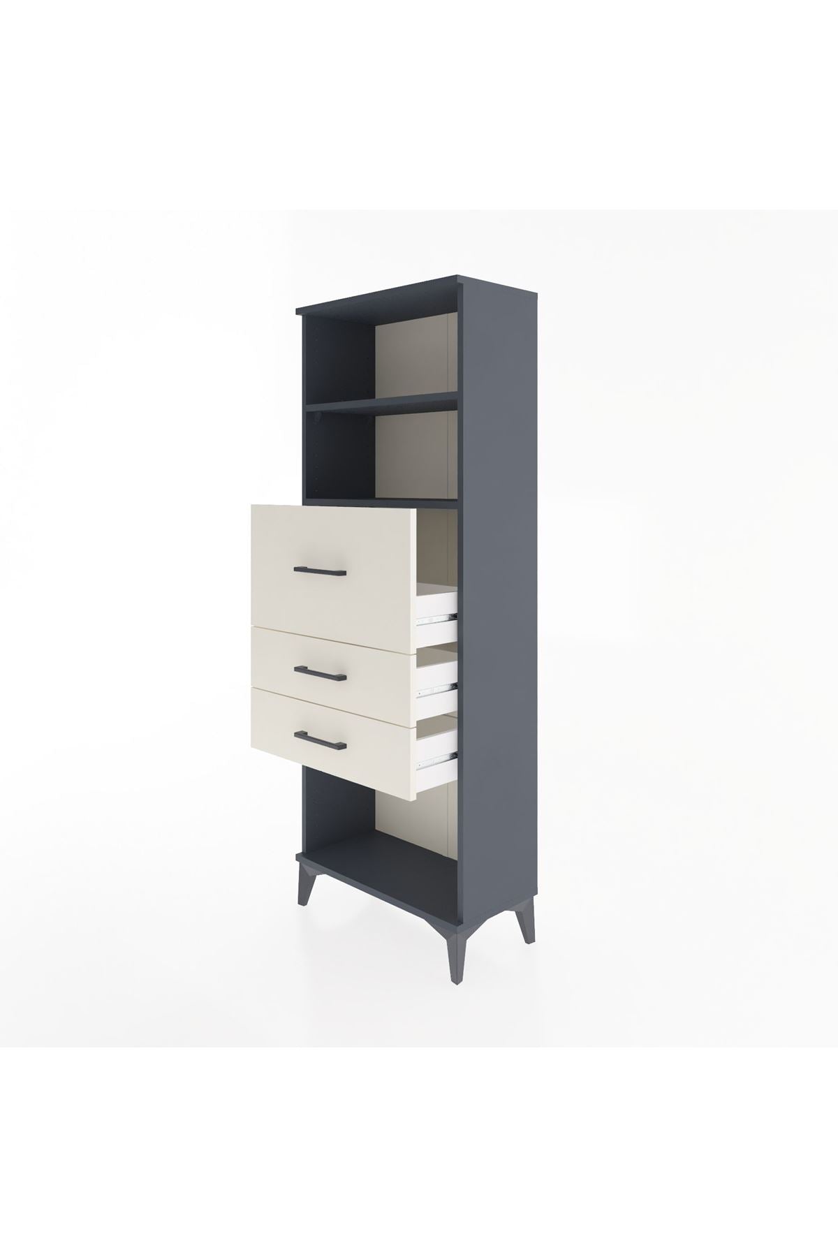 Arges Dolap 2 Raflı 3 Çekmeceli 60x30x163 Antrasit-Aytaşı