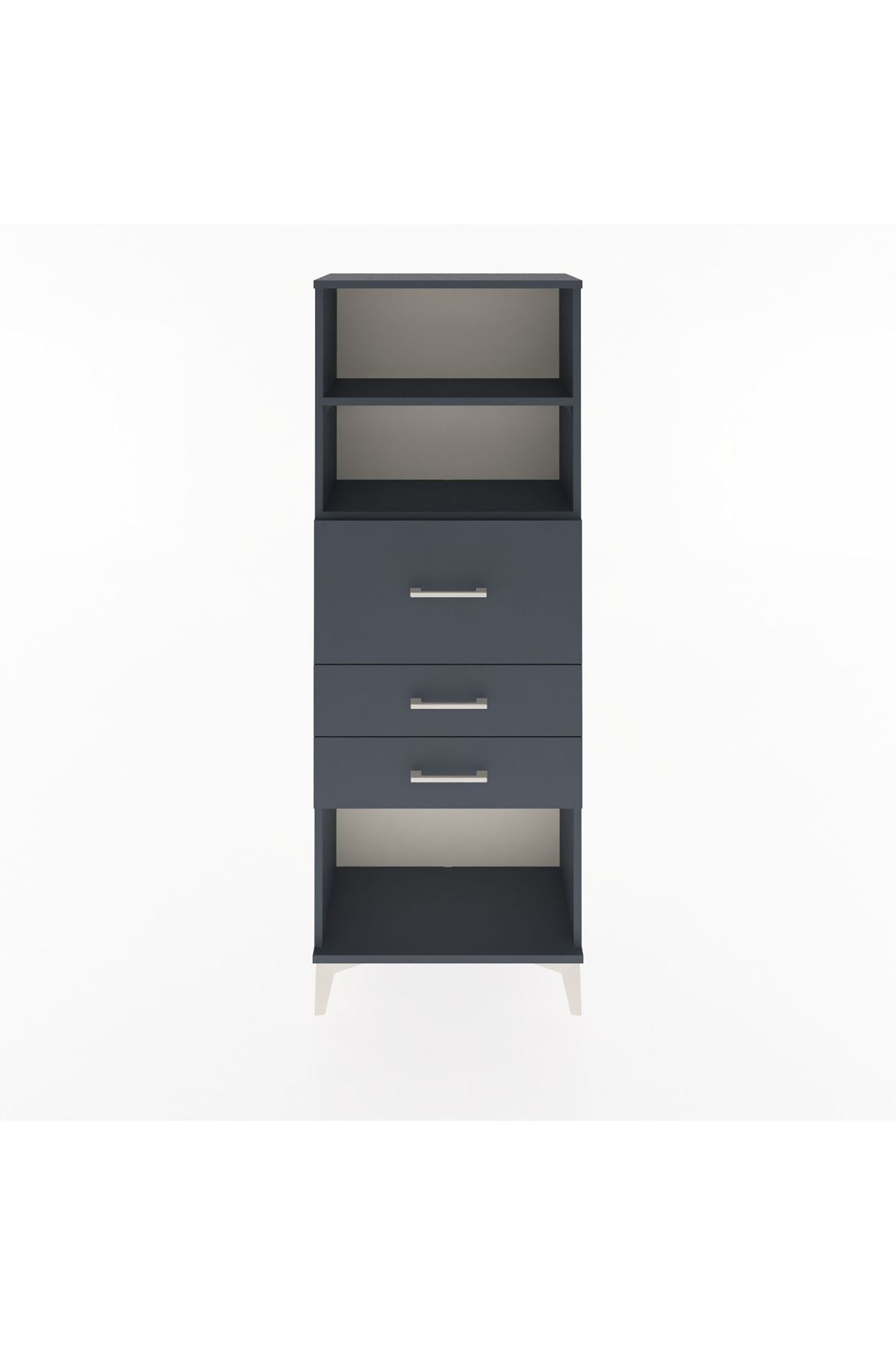 Arges Dolap 2 Raflı 3 Çekmeceli 60x30x163 Antrasit-Antrasit