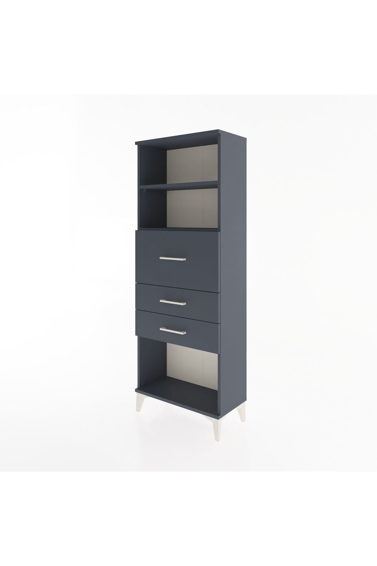 Arges Dolap 2 Raflı 3 Çekmeceli 60x30x163 Antrasit-Antrasit