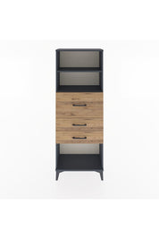 Arges Dolap 2 Raflı 3 Çekmeceli 60x30x163 Antrasit-Çam