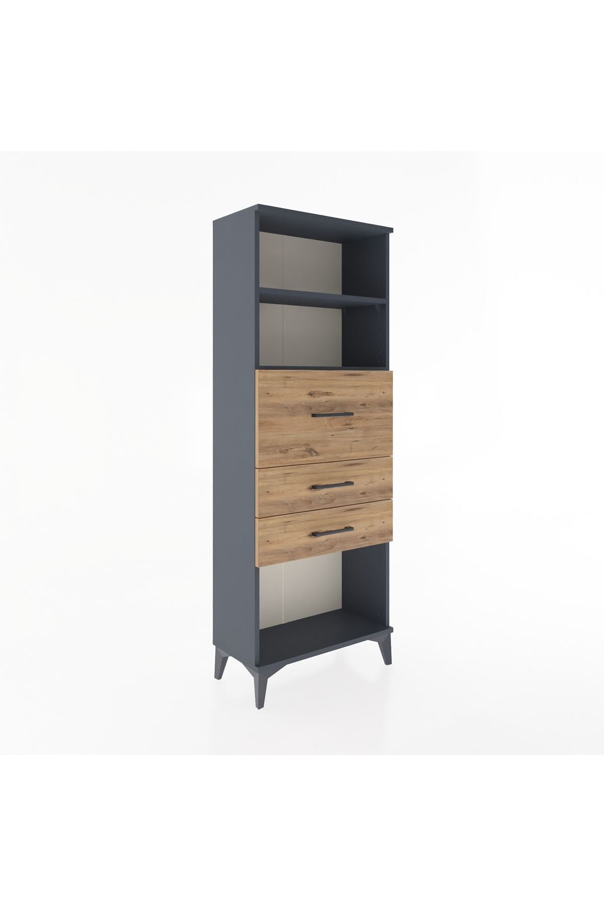 Arges Dolap 2 Raflı 3 Çekmeceli 60x30x163 Antrasit-Çam